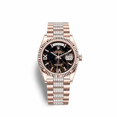Rolex Day-Date 36 Everose Gold / Fluted / Eisenkiesel / President-Diamond 128235-0042 (M128235-0042)